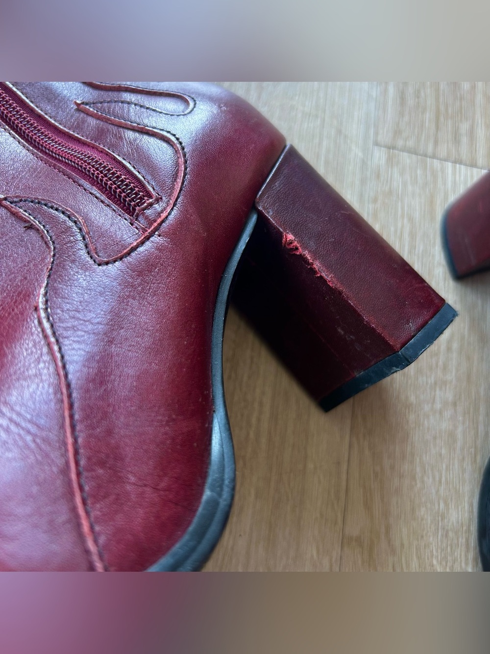 Y2K Rare Harley Davidson Flame Red Leather Chunky Platform Boots - Picture 9 of 9